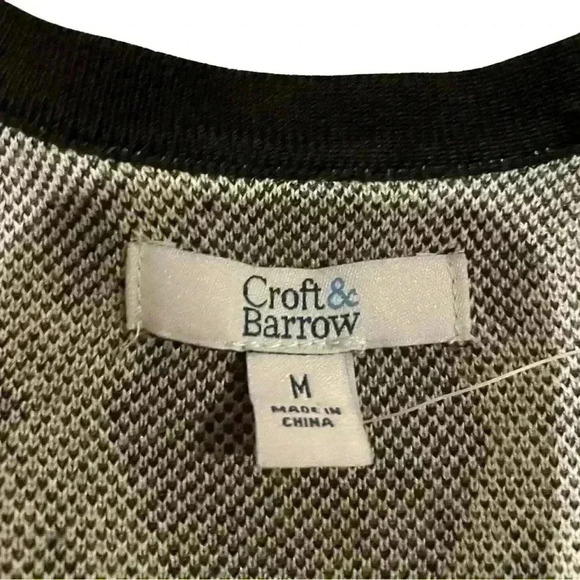 Croft and Barrow NWT Open Cardigan Black White Tan Originally $36 - Picture 2 of 6